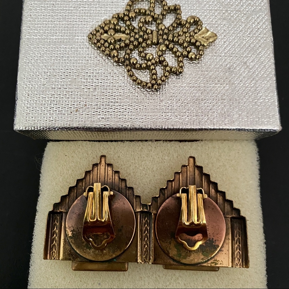 Vintage Ermani Bulatti Art Deco Earrings Signed - Picture 2 of 6